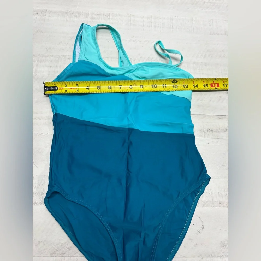 Girs Blue Colorblock One-Piece Swimsuit with cover up